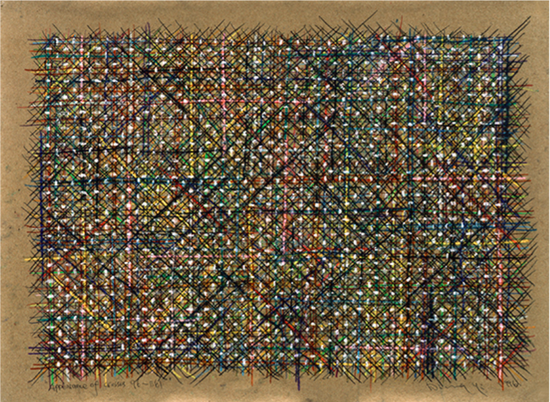 丁乙《十示96-B61》，粉笔、彩色铅笔、纸，56 x 76 cm