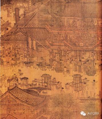 　　张择端《清明上河图》（局部） 绢本设色 25.2×528.7cm 宋代大多数参观“《石渠宝笈》特展”的观众都是奔着这张画来的。