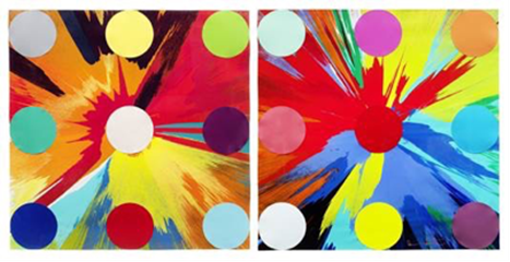 达明。赫斯特（Damien Hirst）
旋转与圆点画
Acrylic and collage on paper
Each 100 x 100 cm
估价：HK$700，000 – 900，000