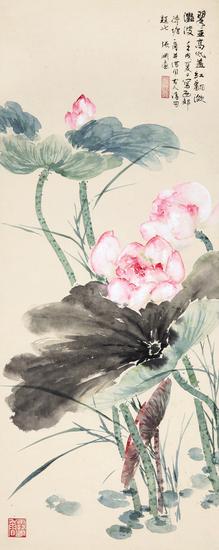 《吴门没骨荷花》