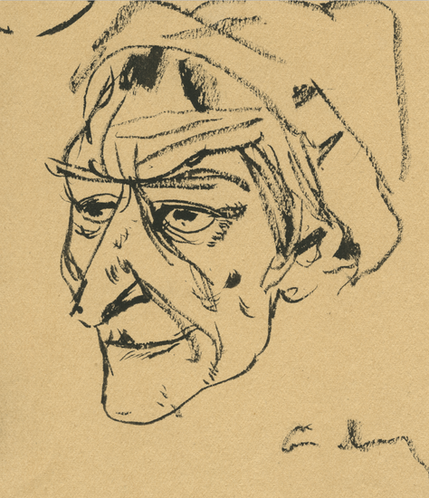 安德烈·安德烈耶维奇·梅尔尼科夫 《老人头》纸本水墨19x13.5cm1971年