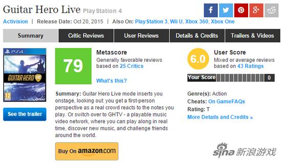 《吉他英雄Live》目前在Metacritic的媒体平均分为79分
