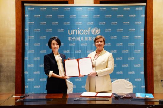 10月23日，联合国儿童基金会驻中国办事处正式任命著名演员马伊琍为联合国儿童基金会中国大使。（图片：UNICEF  夏永）