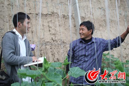 定陶縣杜堂鎮(zhèn)轆灣村中遠蔬菜專業(yè)合作社農戶袁存洋向大眾網(wǎng)記者介紹張高麗副總理視察時的情況