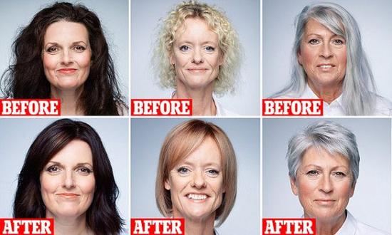 改变发型前后对比图