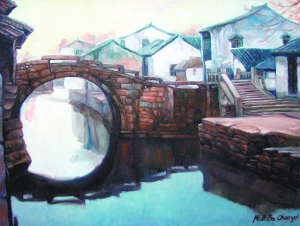 陈逸飞油画《故乡的回忆(双桥)》