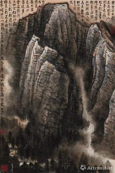 李可染 《昆仑雪山图》 1965 设色纸本，70.2×46.5cm