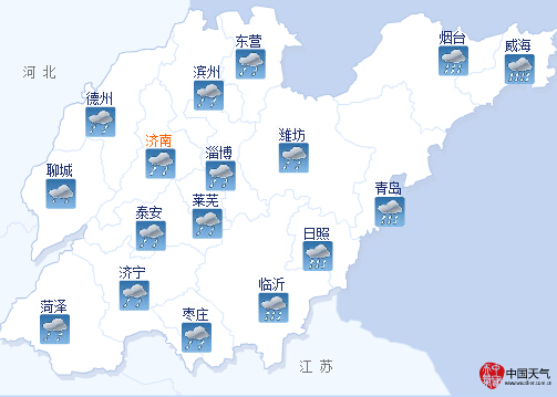 山东全省持续降雨降温 半岛地区阵风7级局部暴雨