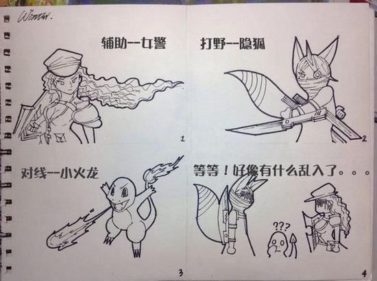超有爱 晒《虚荣》玩家英雄速写手稿