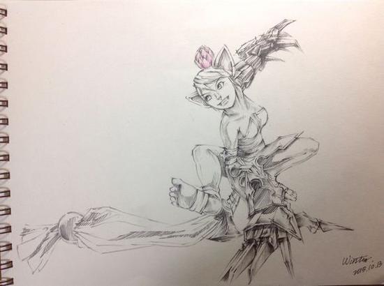 超有爱 晒《虚荣》玩家英雄速写手稿