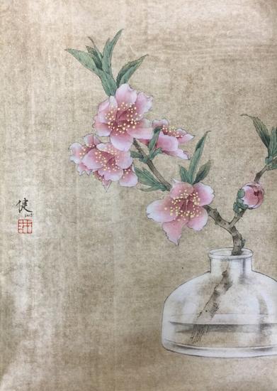 洪健 《花卉册页之一》 纸本