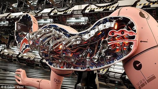 圖為藝術家所繪的未來的&ldquo;性愛機器人&rdquo;剖面圖。