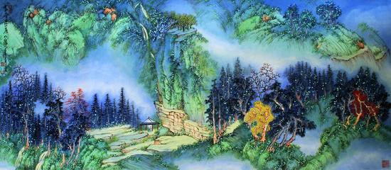 陈强 《数叠遥山丽如绮》 设色纸本
