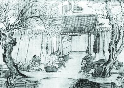 《清明上河图》局部,慵懒的官兵。
