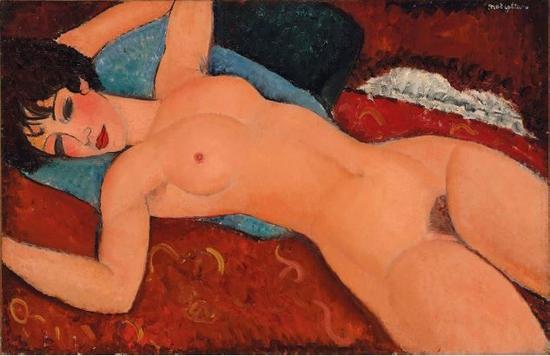 阿米地奥•莫迪利亚尼，《侧卧的裸女》（Nu couché， 1917–18），Courtesy Christie's New York.