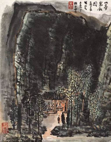 李可染 山亭聚叙
镜心 设色纸本