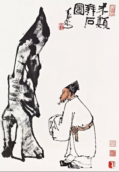 李可染 米颠拜石
镜心 设色纸本
67×46 cm。 约2.8平尺