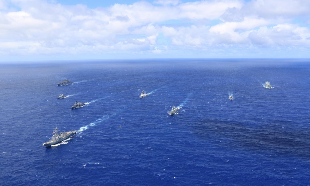 参加“环太平洋”军演的美国，智利、秘鲁、法国和加拿大军舰
