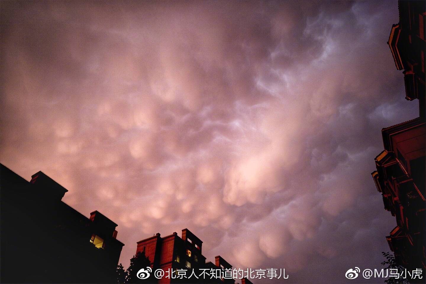 北京昨日傍晚突现乳状云奇景