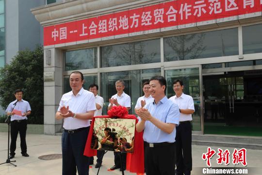 “中国—上合组织地方经贸合作示范区青岛多式联运中心营业大厅”揭牌。 宋双利 摄
