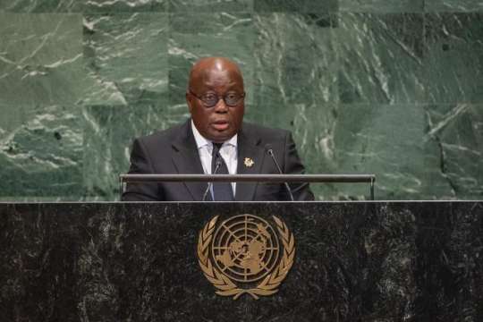 阿库福-阿多在联合国大会上发表演讲 图源：Ghana News Agency