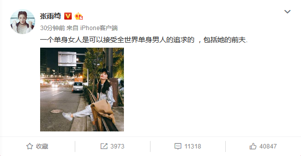 张雨绮证实与前夫袁巴元复合,工作室默认