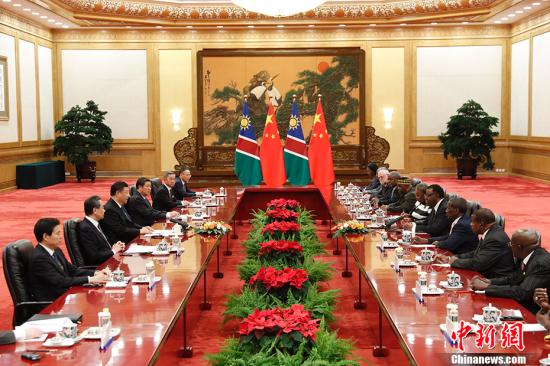 3月29日,中国国家主席习近平在北京人民大会堂同纳米比亚总统根哥布举行会谈。 <a target='_blank' href='http://www.chinanews.com/'>中新社</a>记者 杜洋 摄