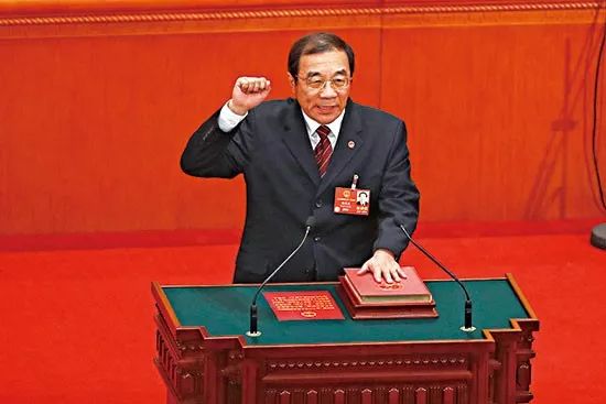 △首任国家监察委主任杨晓渡进行宪法宣誓