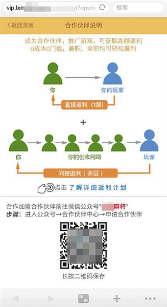 “老西麻将”的返利计划介绍中,将代理分为5级,并通过图表的形式,明确标示各级代理的返利比例,以此来寻求代理发展下线。