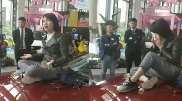 西安奔驰女车主坐上引擎盖维权