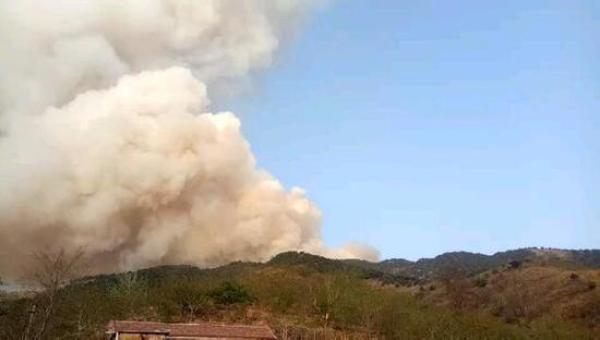 山东泰安济南两地交界发生火灾 2000余人扑救山火