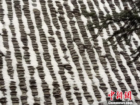 屋顶上的冰雹。 苏忠国 摄 四川叙永多地出现冰雹天气