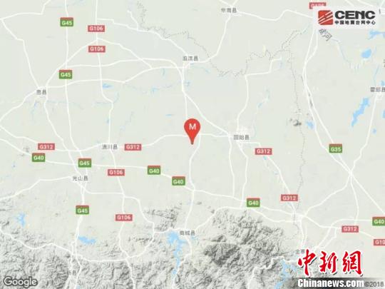 图为震中地形，震中5公里范围内平均海拔约57米。信阳市地震局供图