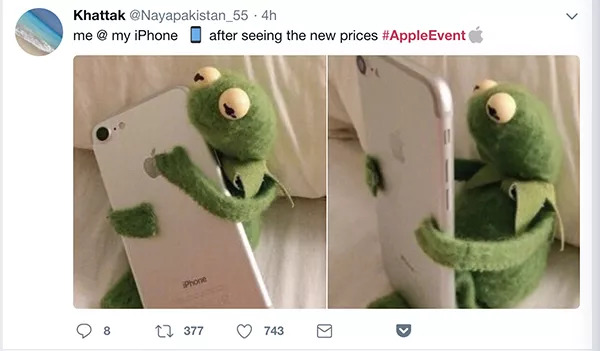  Twitter网友：当我看到苹果发布会新品价格后，我和我的iPhone