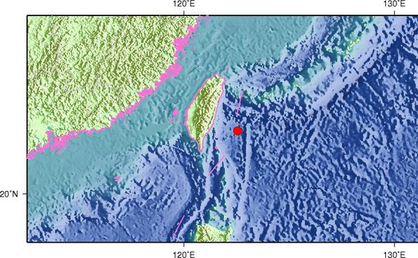 11月8日5时5分台湾台东县海域发生4.8级地震