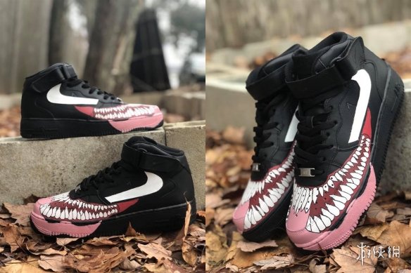 粉色长舌太亮眼!漫威粉丝定制“毒液”款耐克AF1跑鞋