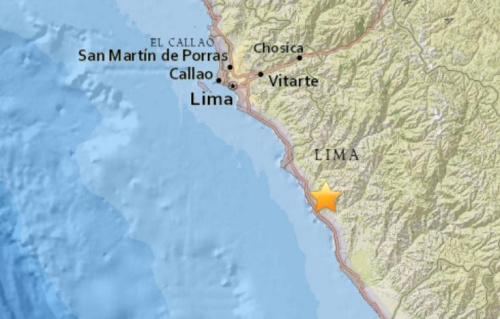 秘鲁西部海岸发生5.2级地震 震源深度53.9公里