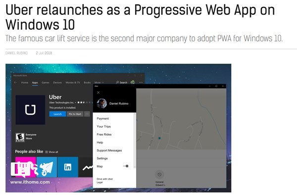 Uber官方PWA应用登陆Windows 10 Microsoft