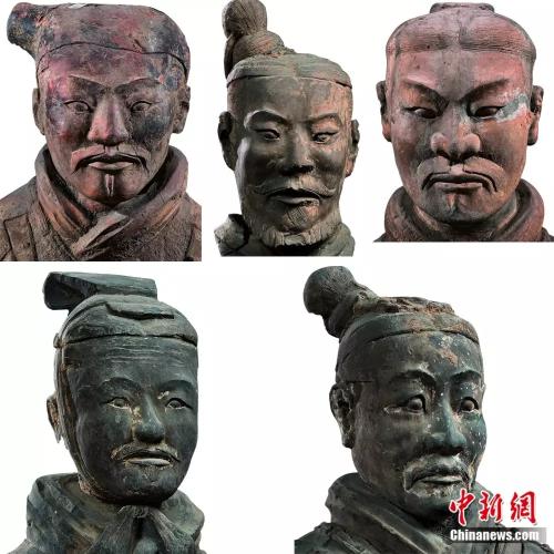 (秦俑的制作者塑造了多种多样的典型人物,千俑千面,秦俑的面部特征可以归纳为目、国、用、甲、田、由、申风等八种基本脸型,也反映了中国人面部特征的共性。资料图)