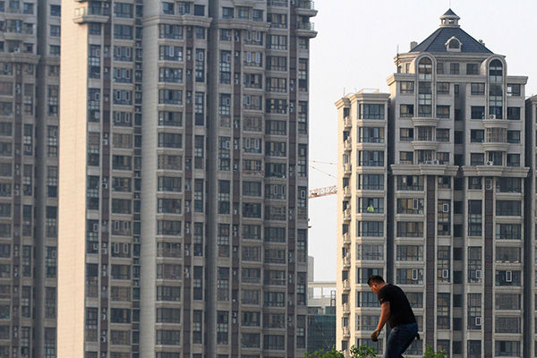 2019年9月7日，江苏省淮安市大运河畔正在建设的住宅楼盘。视觉中国 图