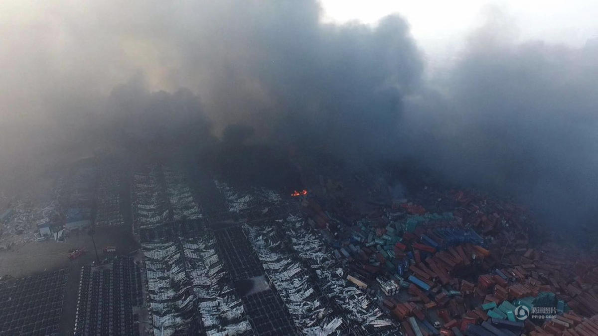 天津滨海新区发生剧烈爆炸 航拍爆炸现场(高清