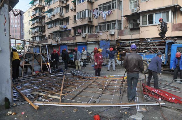 芜湖劳动新村开始拆除违章搭建(图)|围观|政府|