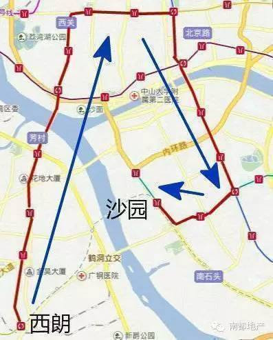 线路,如果要坐地铁从西朗去沙园,需先坐广州地铁一号线换二号线再换八