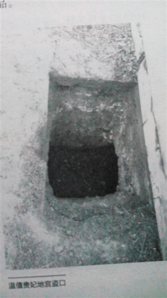 清史研究专家徐鑫的《康熙帝陵历史之谜》一书中，披露了去年10月底景陵妃园寝被盗的一些细节。图为温僖贵妃地宫的盗洞洞口。