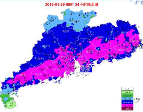 广东遭罕见暴雨 日雨量超常年一月全月