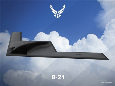 26日，美军发布了新型战略轰炸机B-21的外形图片。B-21预计2020年至2030年试飞。
