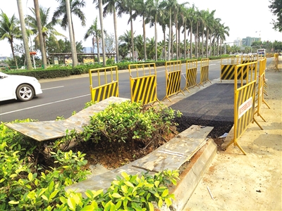绿化带被柏油路取代