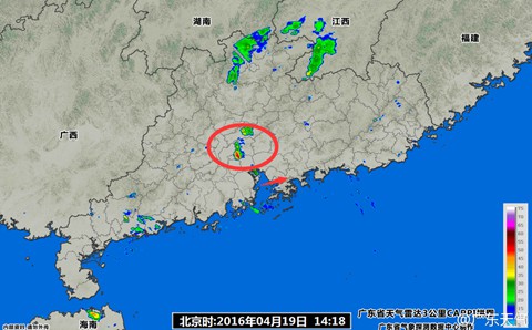 广东广州佛山交界处现雷雨 明天局部有大雨