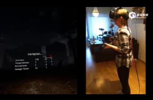玩家体验VR恐怖游戏被吓惨 大喊大叫手不停抖