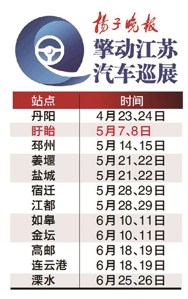擎动江苏2016江苏汽车巡展 5月7、8日登陆盱